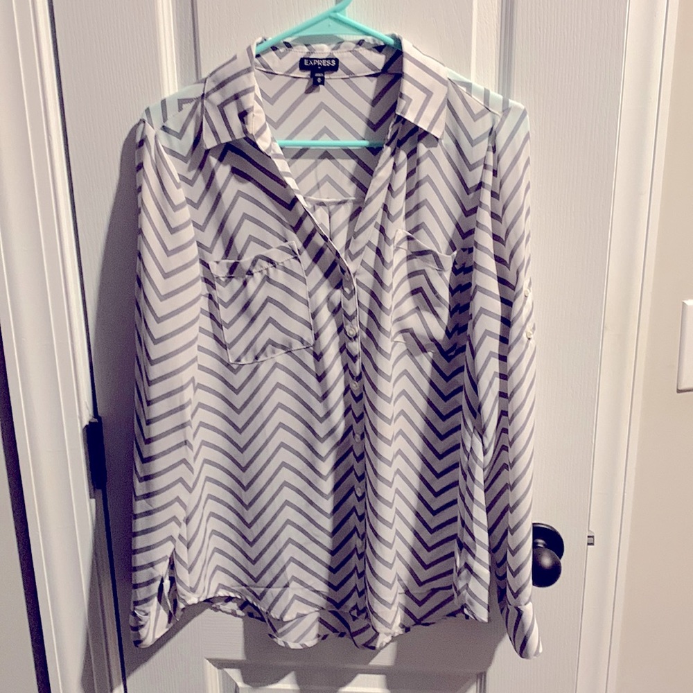 White and gray chevron blouse